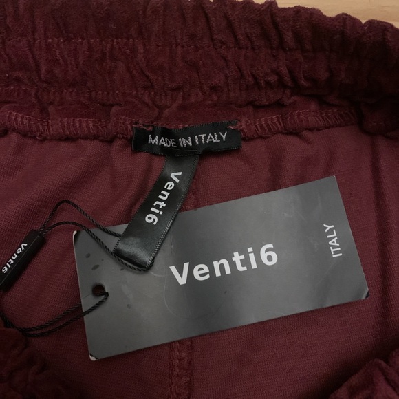 VENTI6 Burgundy Velour Animal Print Stripe Pants - Picture 4 of 4